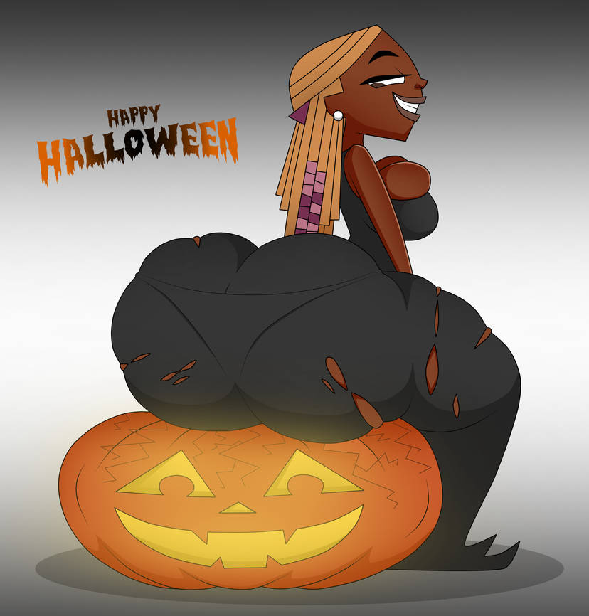 1girls 2024 ass big_ass big_breasts breasts bursting_butt bursting_out_of_clothing cleavage cleavage_overflow clothed clothing crushing dark-skinned_female dark_skin english english_text female female_only fully_clothed halloween halloween_2024 happy_halloween hole hole_in_pants huge_ass jack-o'-lantern nichelle_(tdi) pumpkin rear_view sitting sitting_down sitting_on_pumpkin smile smiling text total_drama_(series) total_drama_island total_drama_island_(2023) witch witch_costume