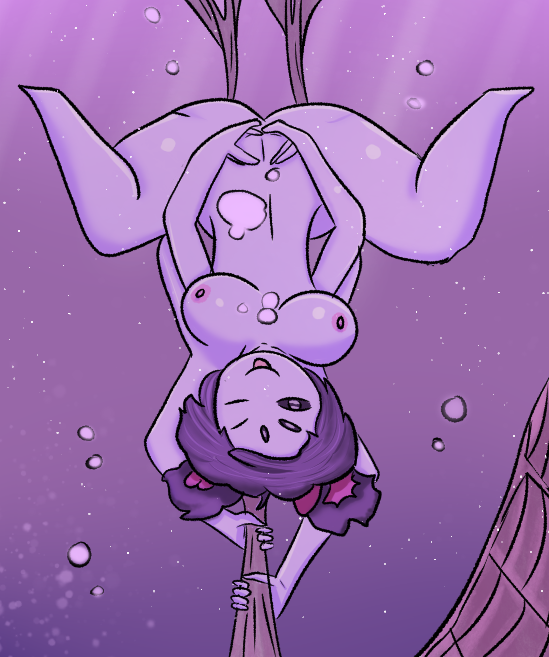 asphyxiation big_breasts big_thighs bubbles drowning muffet presenting_pussy redraw starro_(artist) undertale underwater zxtomatofan