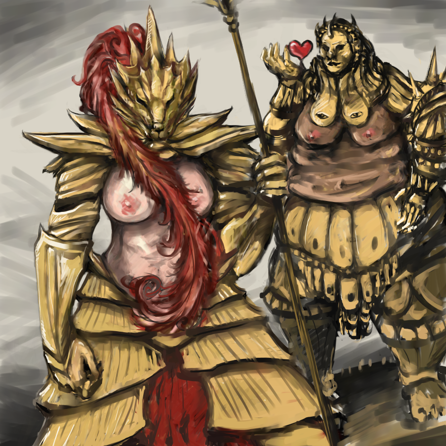 armor artist_request breasts dark_souls dragon_slayer_ornstein executioner_smough fromsoftware nipples rule_63 weapon