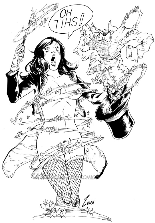 black_and_white dc dekarogue female human monochrome solo straight_hair tagme zatanna