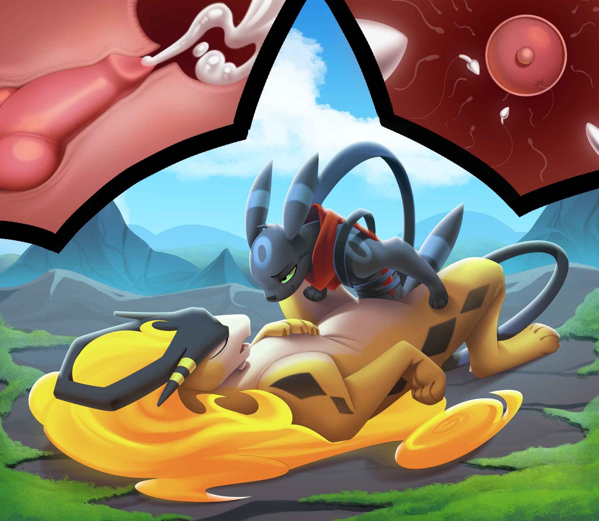 anthro cum_in_pussy cum_in_uterus cum_inside feral_on_feral hybrid_pokemon impregnation kurai_(kuraibre) looking_pleasured mating_press missionary_position on_back sex small_dom_big_sub smaller_male smaller_male_larger_female suicune tail_wrapped_around_body umbreon