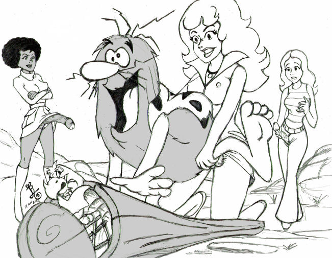 anal anal_sex brenda_chance captain_caveman captain_caveman_and_the_teen_angels dee_dee_skyes dickgirl fucked_silly futa_on_male futanari hanna-barbera intersex male monochrome penis rlg taffy_dare