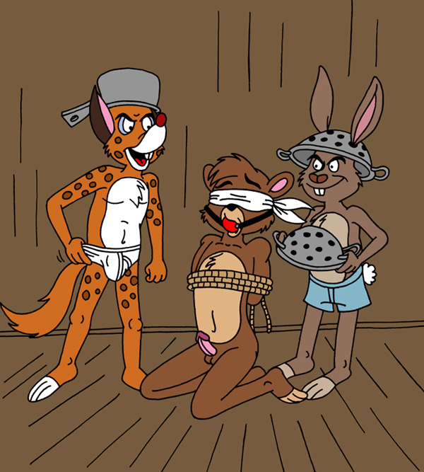 anthro bear bondage canine cub disney ernie fur furry gag gagged gay hyena kit_cloudkicker kooshmeister male male_only mammal multiple_males penis rabbit tagme talespin young