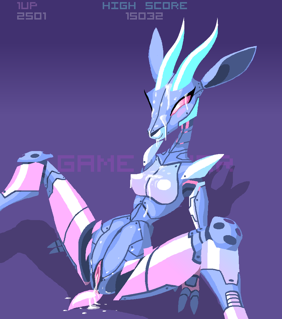 android antelope anthro anthro_only anus blush breasts cum cum_in_pussy cum_inside cum_on_breasts cum_on_face female furry game_over gazelle gradient_background horn mammal phlegraofmystery pink_eyes presenting pussy smile solo spread_legs spreading