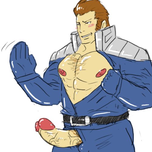 1boy bara blank_background brown_hair gay human king_of_fighters male male_only maxima_(kof) muscles muscular penis simple_background snk solo solo_focus solo_male tagme white_background yaoi