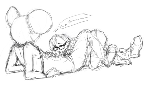 blowjob deadmau5 edm gay joel_zimmerman laying_down lineart lowres male_only monochrome musician oral oral_sex real_person rough_sketch simple_background sketch skrillex sonny_moore white_background