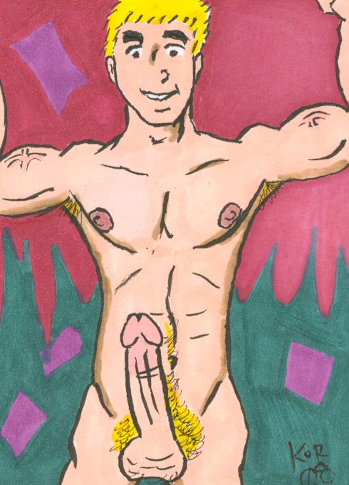 1boy archie_comics armpit_hair balls blonde_hair erect_nipples erection flexing looking_at_viewer male male_only moose_mason muscles nude penis pubic_hair solo solo_focus tagme veiny_muscles