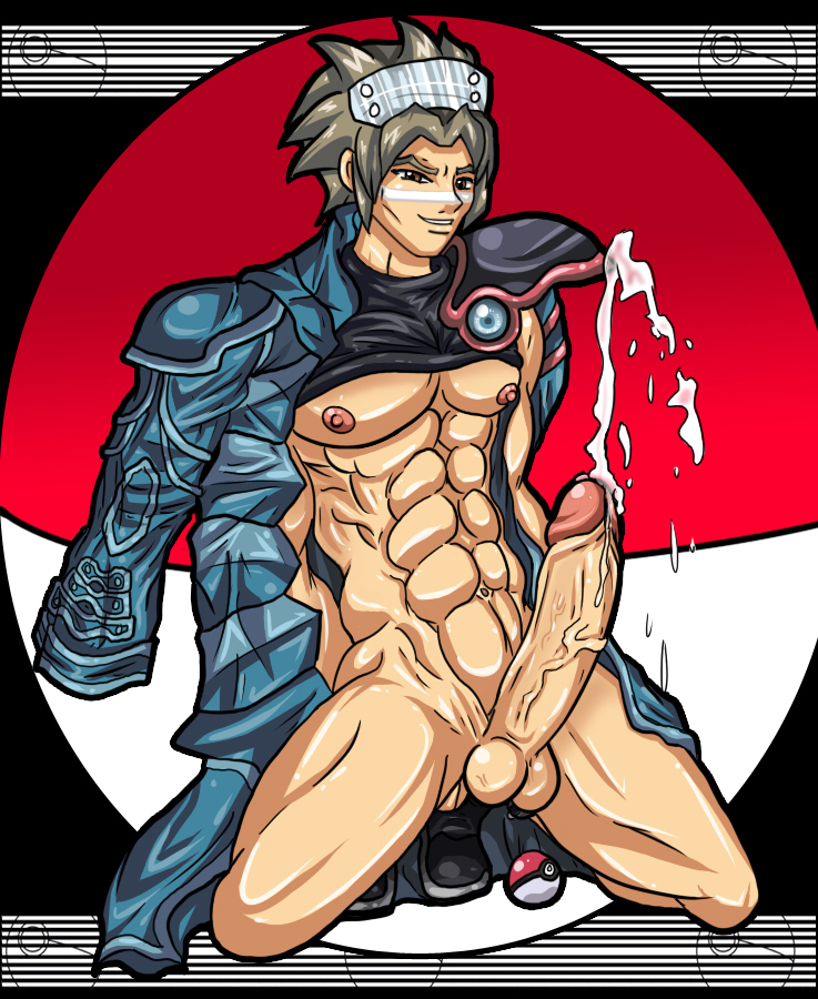 abs clothes color cum front_view human leo_(pokemon) male male_only muscles muscular penis pokemon pokemon_colosseum solo tagme team_snagem testicles wes