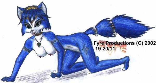 all_fours anthro black_nose blue_fur blue_hair breasts color ears exposed_breasts eyes female female_only fox fur furry furry_breasts furry_ears furry_tail fyre hair krystal nipples nose nudity open_eyes pointy_ears short_hair solo star_fox tail white_background white_fur