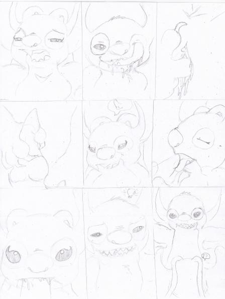 angel_(lilo_and_stitch) comic disney disney_channel duo experiment_(species) female lilo_and_stitch male monochrome rascalraccoon sketch stitch straight