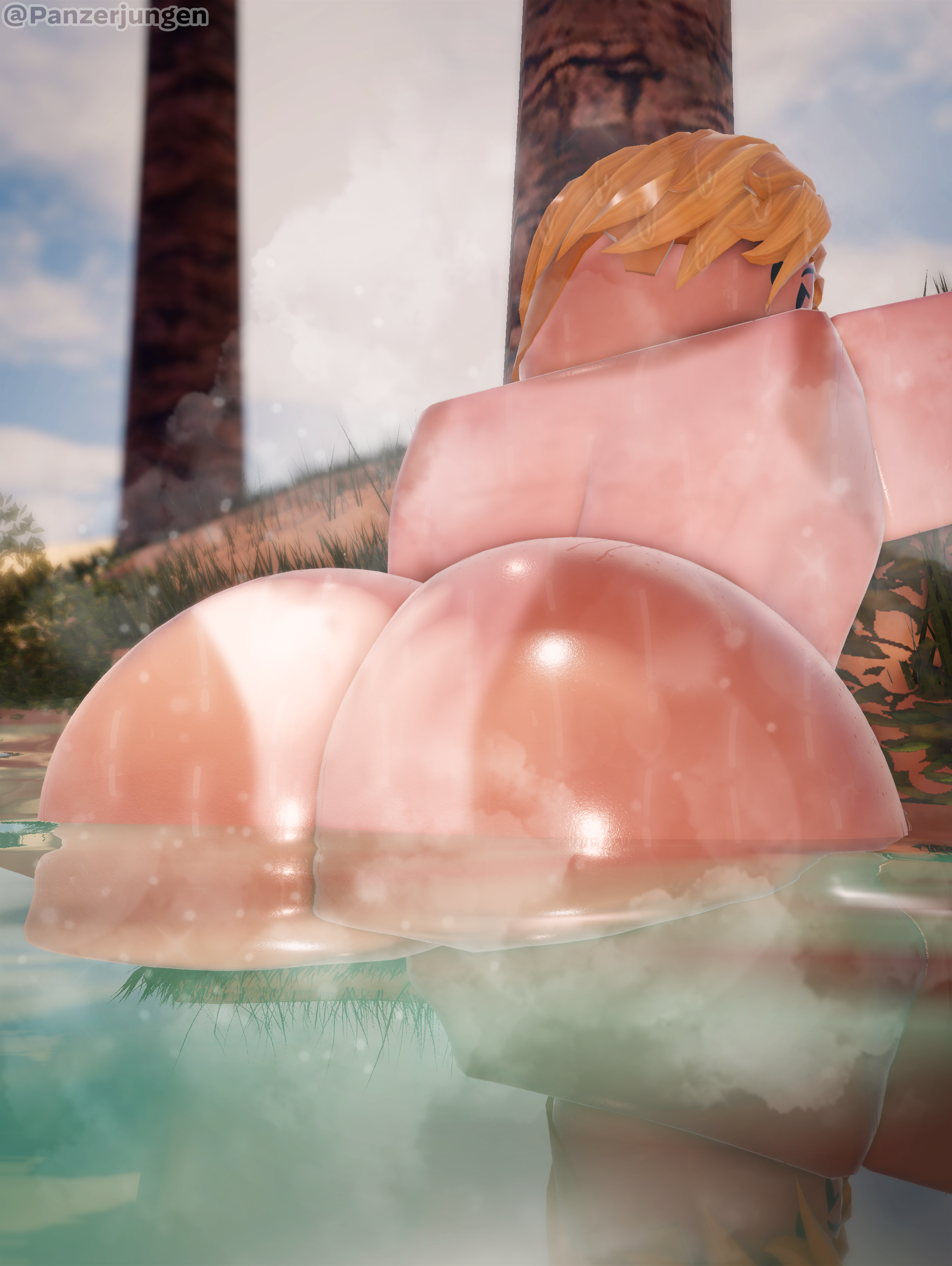 1boy, 2020s, 2026, 2k, 3d, absolutely nothing on, absurd res, absurdres, alternate version available, angry, ass, ass bigger than head, ass crack, ass focus, back, big ass, big butt, blond, blonde, blonde hair, bottom heavy, bubble ass, bubble butt, butt, completely nude, curvaceous, curvy, curvy figure, day, desert, droplets, english text, erich kraus, fat ass, fat butt, femboy, from behind, gay, girly, grass, hot, huge ass, huge asscheeks, lake, large ass, large butt, looking back, male, male only, massive ass, musk, musk clouds, nature, nature background, nude, oasis, original character, original characters, outside, palm tree, panzerjungen, partially submerged, roblox, robloxian, sand, shiny, shiny skin, skinny dipping, sky, solo, sweat, sweatdrop, sweating, sweaty, sweaty ass, sweaty body, tan body, tan lines, tan skin, tanline, tanlines, tanned, tanned skin, thick, thick ass, thick butt, thick thighs, thighs, trees, twink, twitter username, voluptuous, water, water drop, wet, wet hair, wide hips