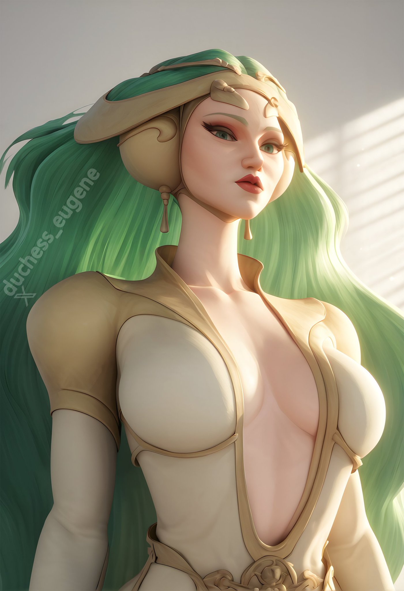 ai generated, clone wars, daughter, daughter (lore), diety, duchess eugene, force ghost, goddess, green hair, star wars, tagme, the daughter