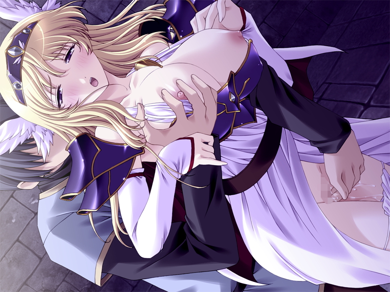 blonde_hair breast_grab breasts eleanor fingering genzou haramasete_ikusa_otome large_breasts