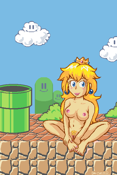 alternate_breast_size blonde_hair blush breasts closed_mouth color doncorneo female female_only human long_hair mario_(series) medium_breasts nintendo open_eyes pixel princess_peach solo straight_hair super_mario_bros. super_mario_bros._(nes) uncensored warp_pipe