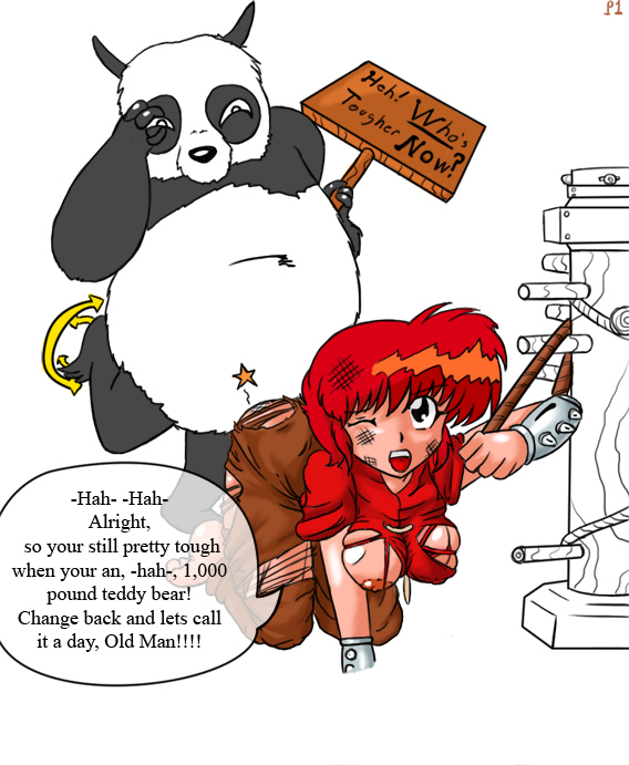 1girls clothed_sex clothing genma_saotome incest jim_sugomi large_breasts panda ranma-chan ranma_1/2 ranma_saotome rule_63 straight_hair torn_clothes