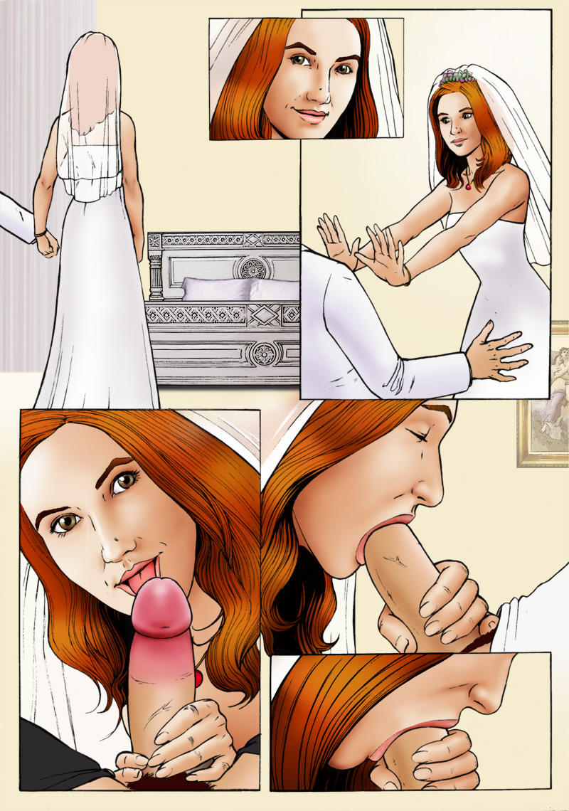 1boy 1girls amy_pond bridal_veil bride comic companion_(doctor_who) doctor_who extro fellatio female penis penis_lick rory_williams straight tagme wedding_dress wedding_veil