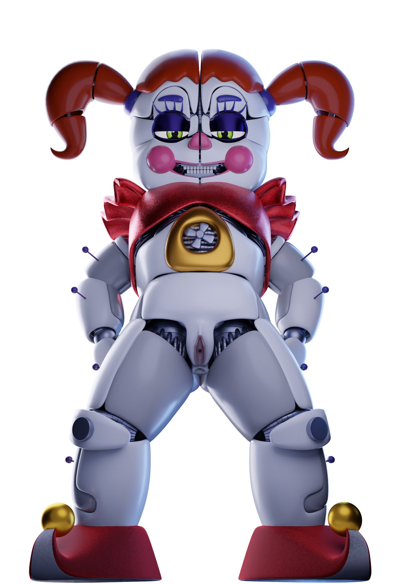 3d, baby (fnafsl), circus baby, circus baby (fnaf), circus baby (original), clown, clown girl, five nights at freddy's, five nights at freddy's: sister location, green eyes, jordevoir, robot, robot girl, solo