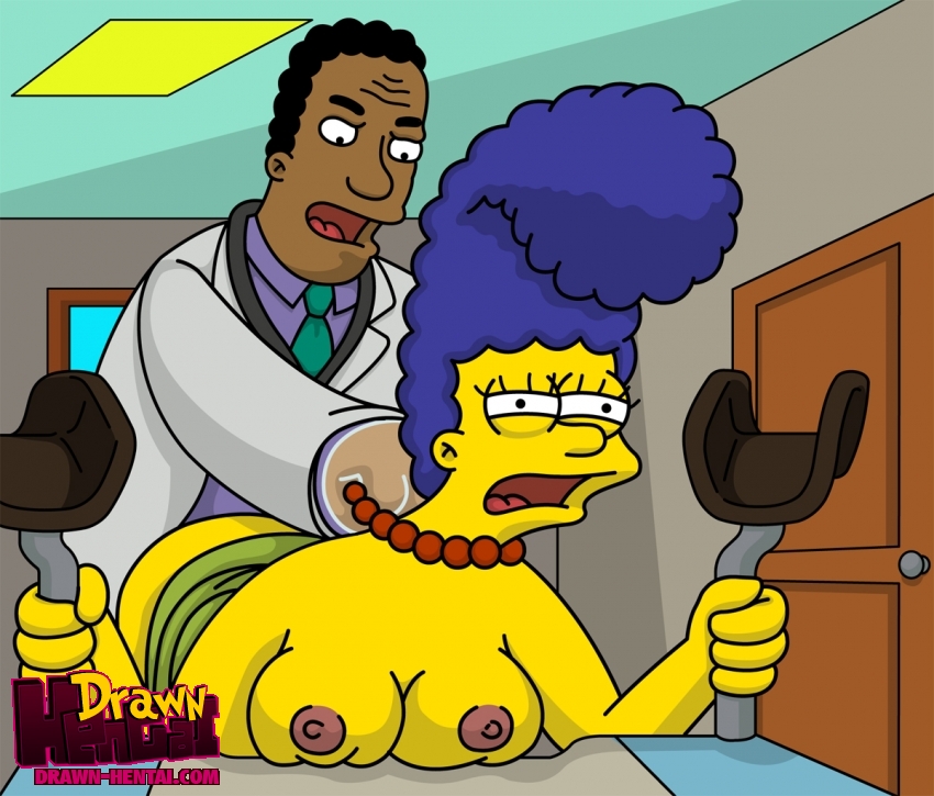 breasts clothes color drawn-hentai female front_view gloves human indoors julius_hibbert male marge_simpson nipples sex straight tagme the_simpsons yellow_skin