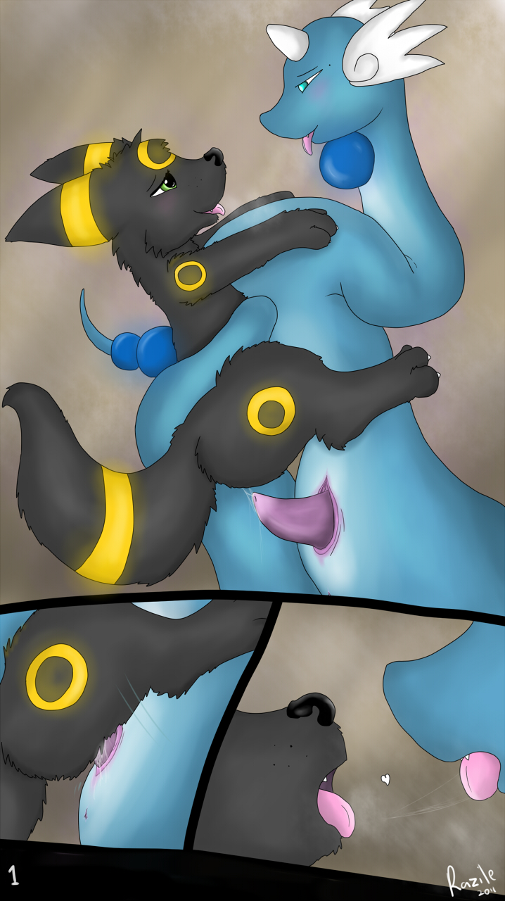 color comic dragonair eeveelution eye_contact female feral fur insertion interspecies male nintendo nude penis pokemon pokemon_(species) razile sex size_difference straight tagme umbreon