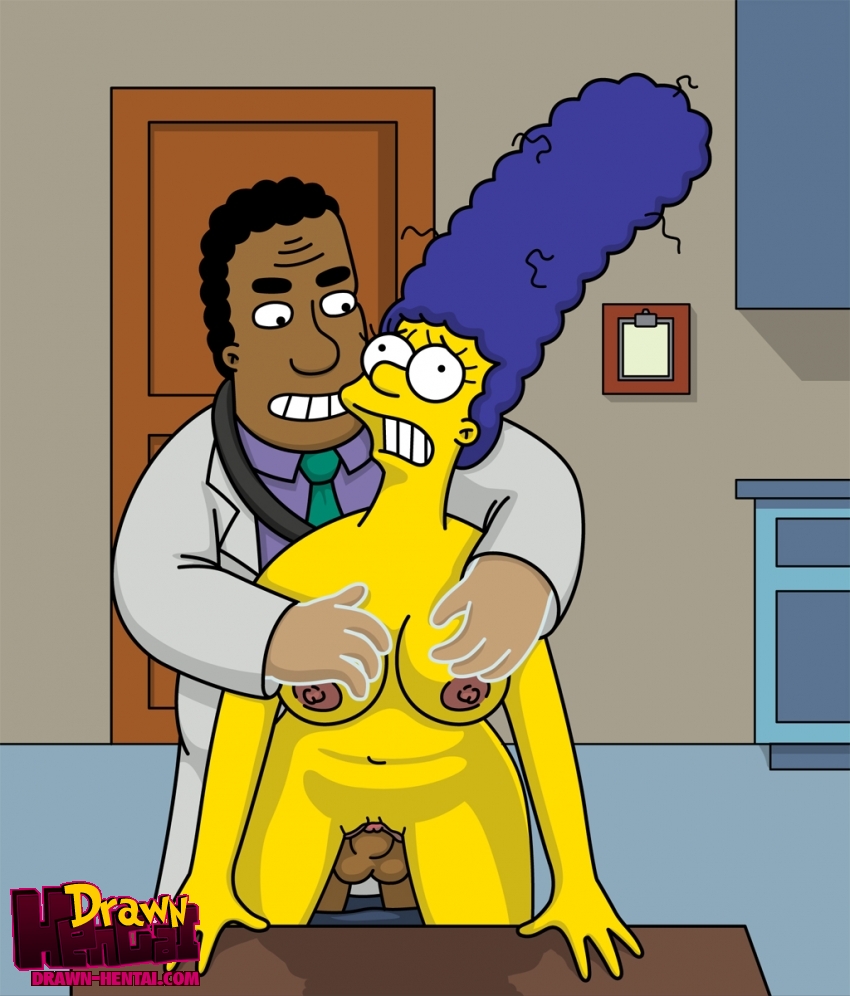 breasts color drawn-hentai female front_view human insertion julius_hibbert male marge_simpson penis sex straight tagme testicles the_simpsons