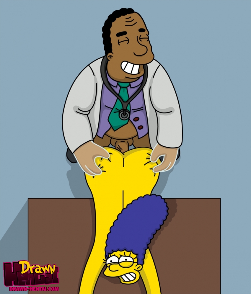 above_view color drawn-hentai female gloves human indoors insertion julius_hibbert male marge_simpson nude penis sex straight tagme testicles the_simpsons