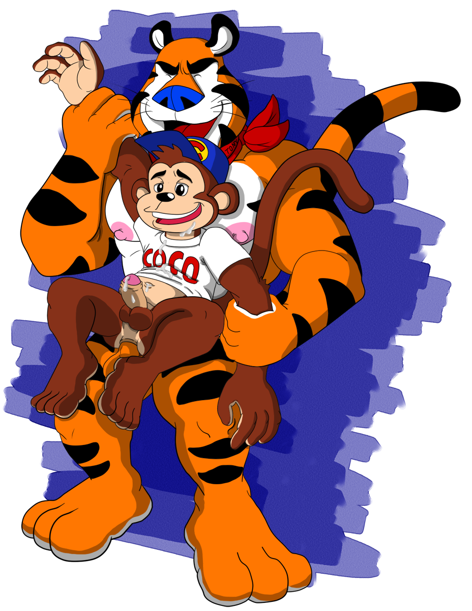 2011 2boys anal anal_sex cap coco cocoa_krispies color duo frosted_flakes gay gay_anal gay_sex grabbing_arm male male/male male_only mascot monkey monkeysuit sex tony_the_tiger yaoi