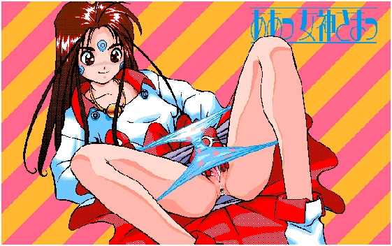 90s anus ass brown_eyes brown_hair clothed_masturbation clothing facial_marks female masturbation oh_my_goddess! panties panties_down polka_dot_panties pussy_juice skuld vagina wet_pussy zenkure