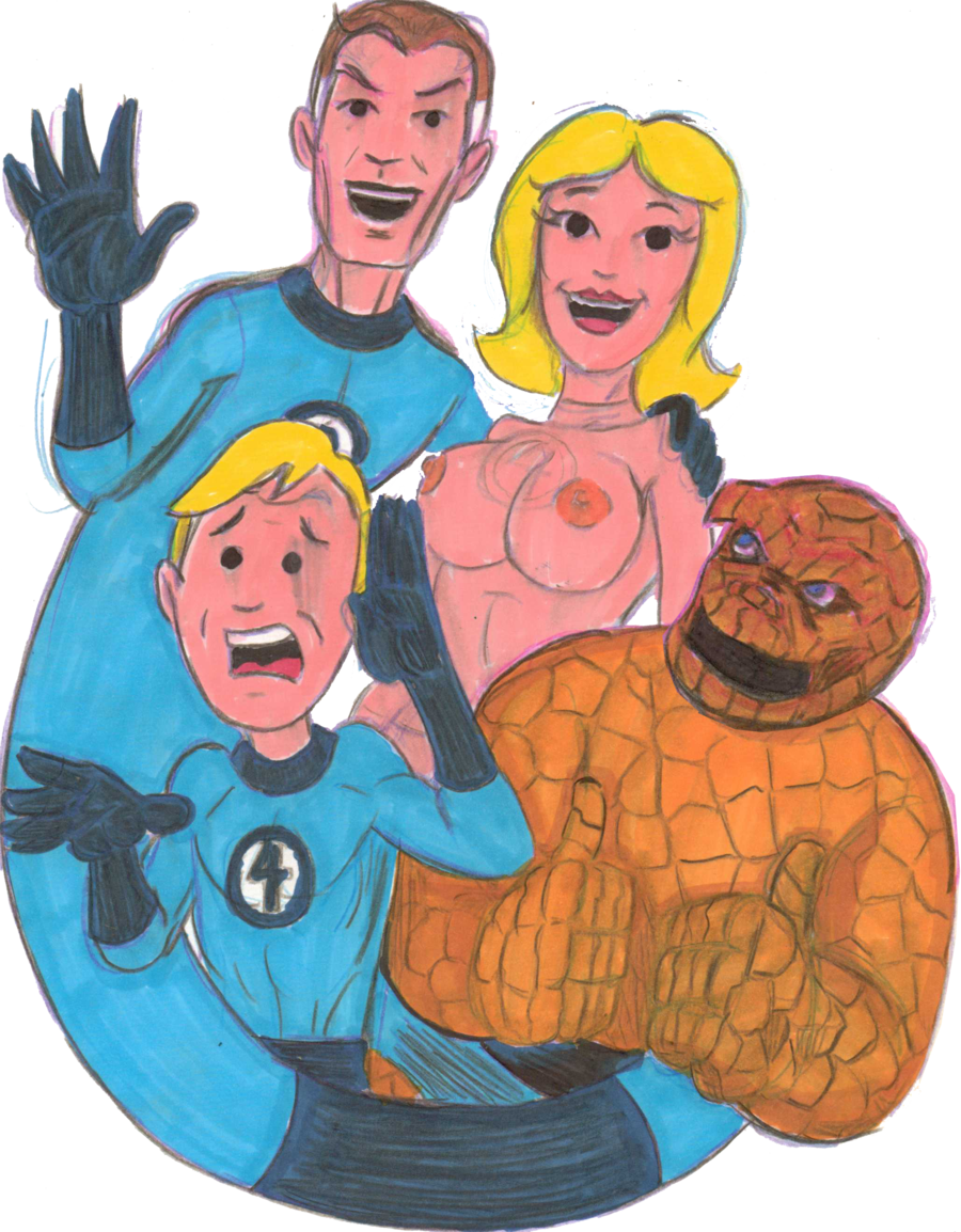 1girls 3boys ben_grimm clothed_male_nude_female fantastic_four female human_torch invisible_woman johnny_storm legacy1976 male marvel mr_fantastic nude nude_female reed_richards sue_storm the_thing_(marvel)