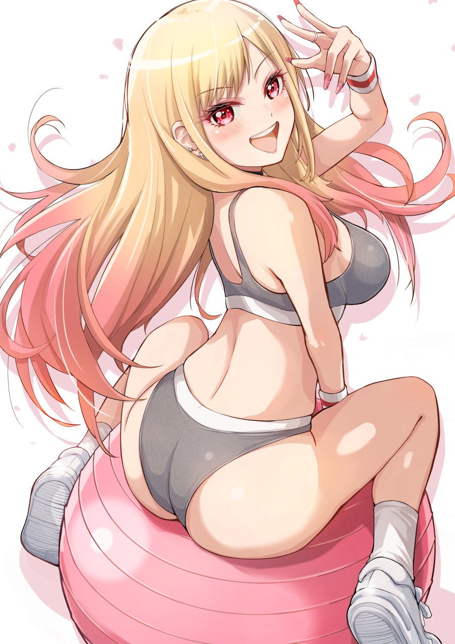 1girls, artist request, ass, big ass, breasts, kitagawa marin, pinup, sideboob, sono bisque doll wa koi wo suru, sports bra, sportswear, thick legs, thick thighs, thighs, tits, wide hips, wide thighs, workout, workout clothes, workout clothing