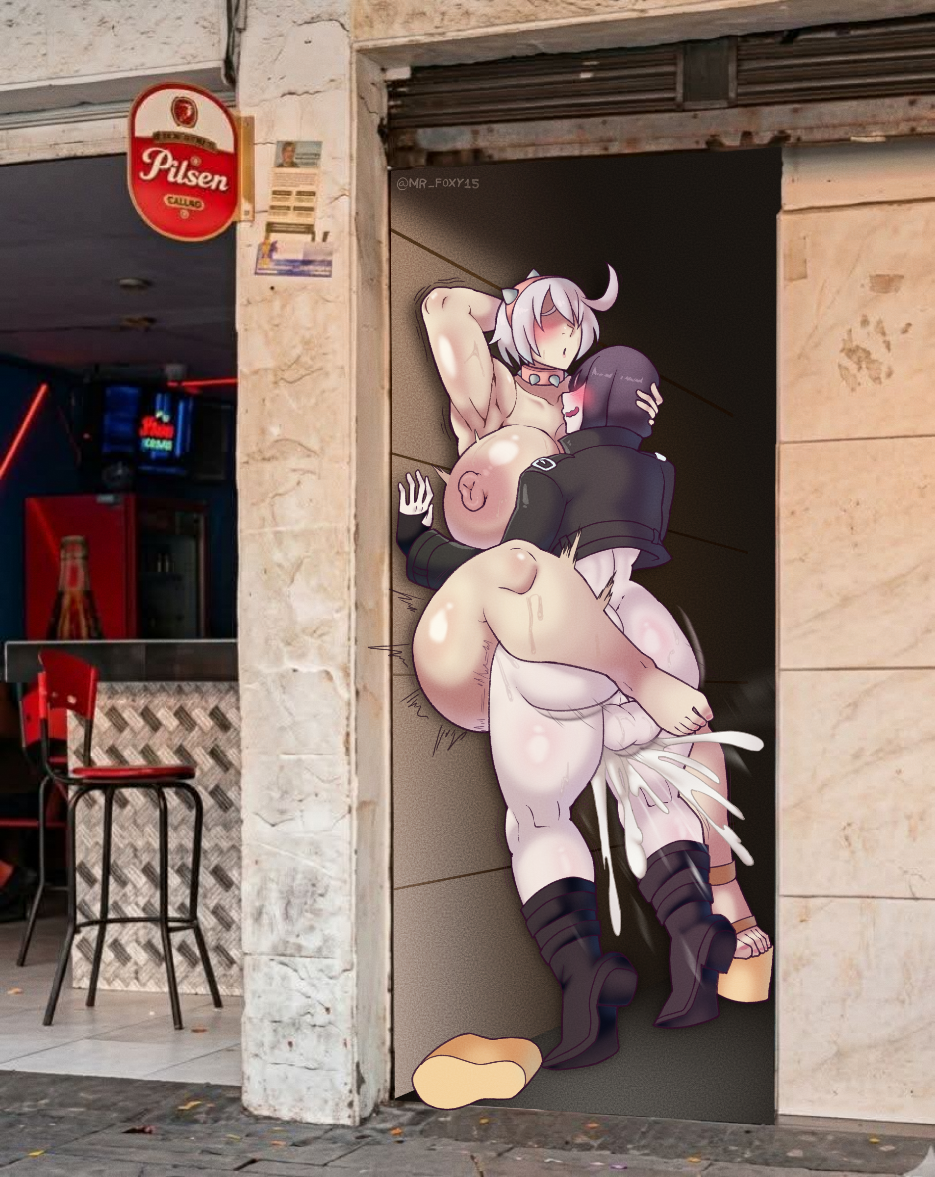 1girls, 2d, 2d (artwork), ahoge, alleyway, alleyway milf (meme), alternate version available, armpits, barefoot, big areola, big breasts, big nipples, black hair, blushing, breasts, chubby, chubby female, colombia, cum, cum inside, cumming, cumming while penetrating, digital media (artwork), dominant, elphelt valentine, feet, feet up, femboy, femboy on female, femboydom, femenine male, goth, gothic, guilty gear, guilty gear strive, headband, height difference, hi res, hidden eyes, high heels, high resolution, horny, horny female, huge breasts, jacket, leg lock, legs up, lifting, lifting person, light skin, light-skinned female, light-skinned male, looking pleasured, lots of cum, meme, meme reference, milf, mr foxy15, nipples, nonbinary, otoko no ko, rough sex, semen, semen in vagina, sex, short hair, shorter male, size difference, spikes, submissive, taller female, teasing, testament (guilty gear), thick thighs, wedge heels, white hair