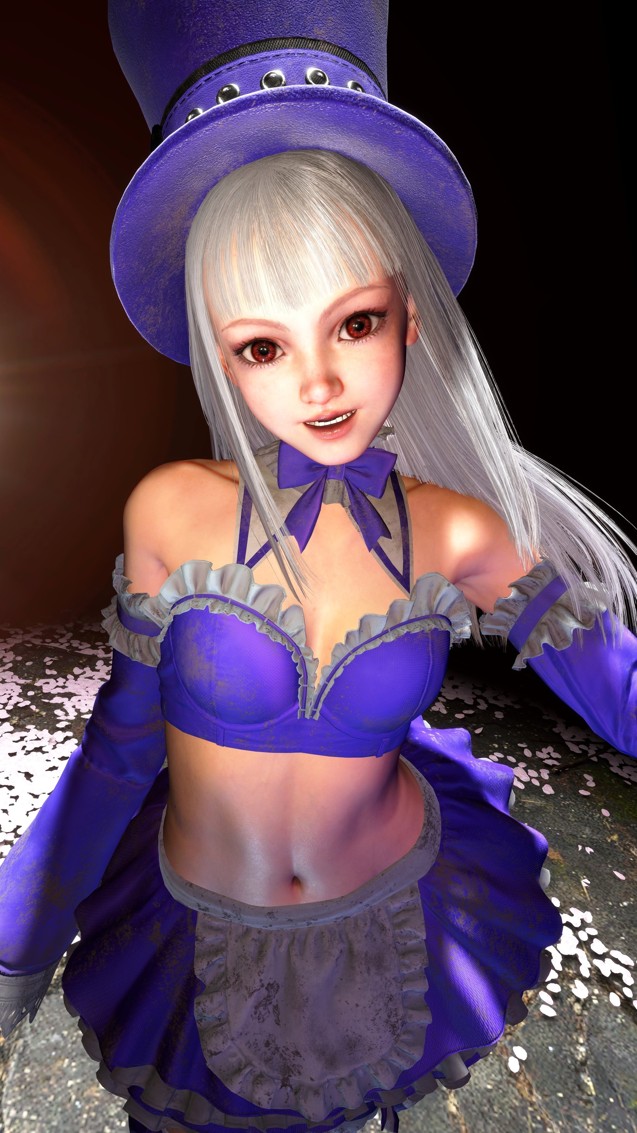 3d, armwear, artist request, athletic, athletic female, bangs, bare midriff, breasts, busty, capcom, cleavage, crop top, female, female focus, female only, hat, hourglass figure, ingrid (capcom), legwear, long hair, midnight bliss, miniskirt, navel, pale skin, pale-skinned female, pinup, pinup pose, red hair, silver hair, skirt, small breasts, standing, straight hair, street fighter, street fighter 6, tagme, top hat, wide hips