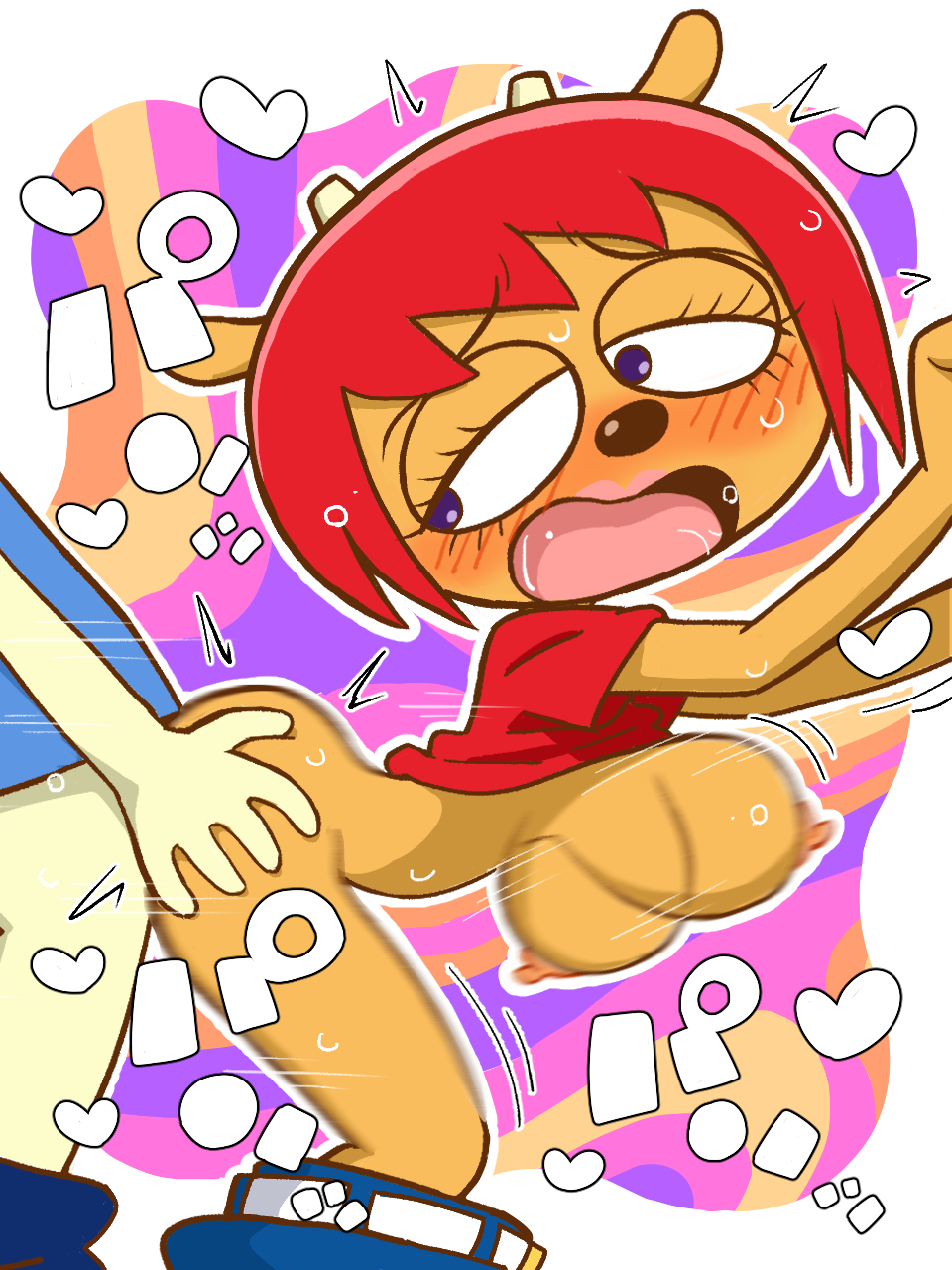 1boy, 1girls, 2026, 2d, ambiguous penetration, blush, blushing, blushing female, bottomless, bottomless female, bottomless male, breasts, breasts out, female, ketsumoa, lammy lamb, male, parappa, parappa the rapper, penetration, purple eyes, red hair, sex, shirt, straight, um jammer lammy
