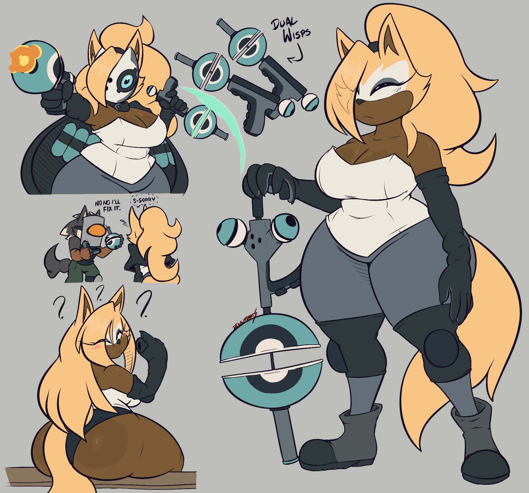 2026, anthro, armwear, big ass, big breasts, big butt, black armwear, black clothing, black elbow gloves, black gloves, black handwear, boots, bottomwear, breasts, brown armwear, brown body, brown clothing, brown elbow gloves, brown fur, brown gloves, brown handwear, bubble butt, butt, canid, canine, canis, cleavage, clothed, clothed anthro, clothed female, clothing, dewwy (dewwydartz), dewwydarts, dewwydarts (character), dewwydartz, dialogue, duo, elbow gloves, english text, face shield, female, fluffy, fluffy tail, footwear, fur, furry, gloves, green bottomwear, green clothing, green pants, grey body, grey bottomwear, grey clothing, grey fur, grey pants, hair, handwear, hi res, huge ass, huge breasts, idw publishing, leotard, long hair, male, mammal, mask, multicolored body, multicolored fur, pants, sega, shoes, solo focus, sonic (series), sonic the hedgehog (comics), sonic the hedgehog (idw), sonic the hedgehog (series), speech bubble, tagme, tail, tan body, tan fur, tan hair, text, thick thighs, wearing mask, welding mask, whisper the wolf, white body, white clothing, white fur, white leotard, wide hips, wispon, wolf
