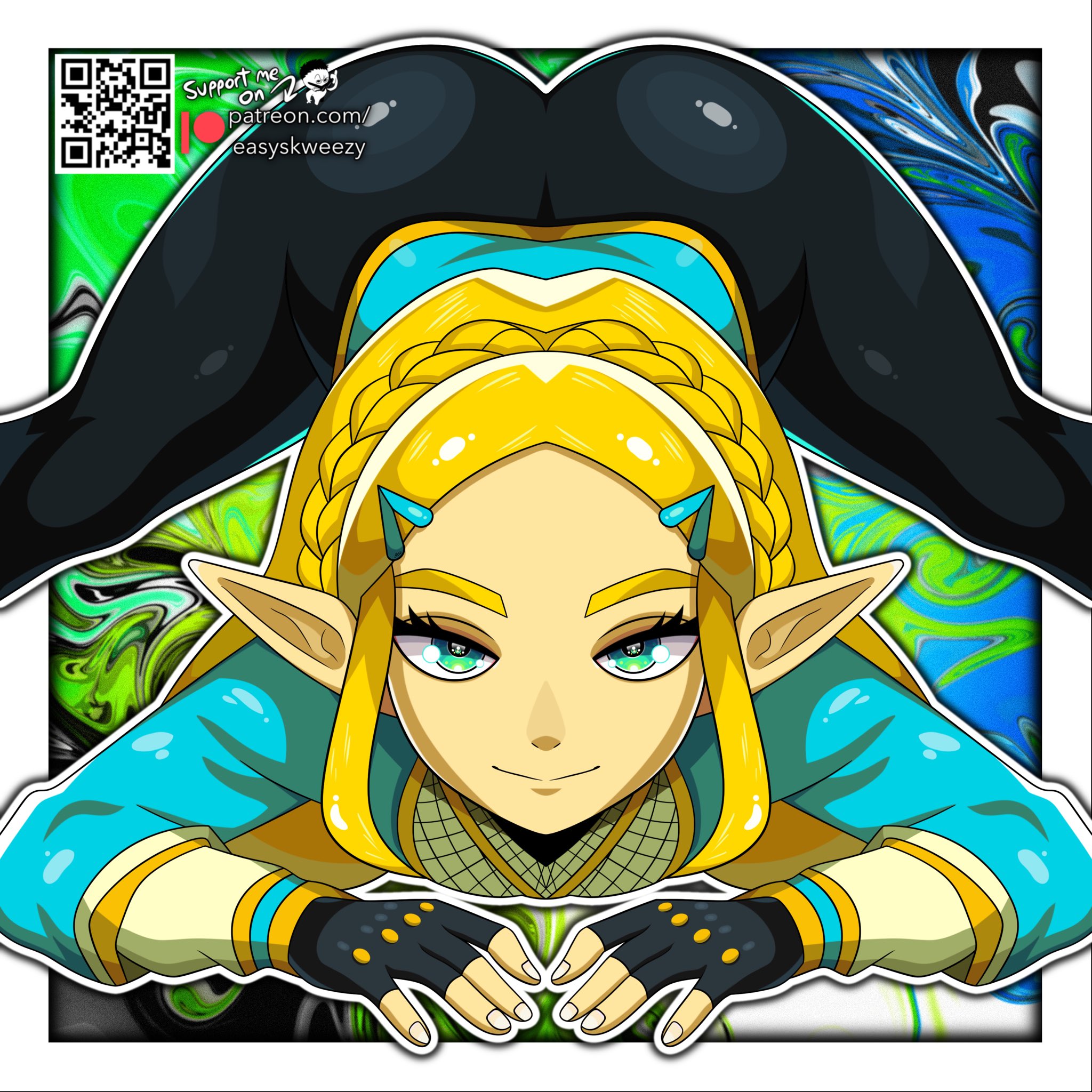 bent over, breath of the wild, easyskweezy, female, jack-o pose, nintendo, princess zelda, the legend of zelda, zelda (breath of the wild)