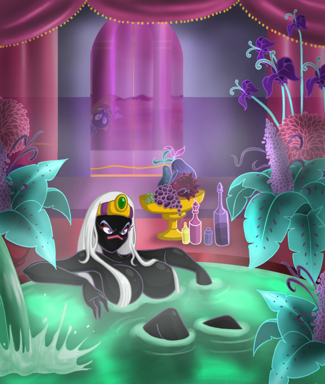 alien, alien girl, alien humanoid, breasts, dark skin, duck dodgers, female, female focus, huge breasts, humanoid, looney tunes, lordstevie, martian, martian (duck dodgers), marvin the martian, queen tyr'ahnee, smooth skin, warner bros, warner brothers, white hair