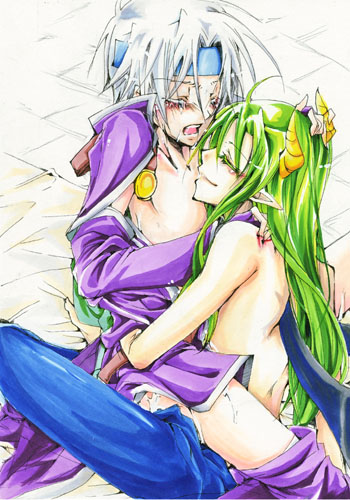 compile green_hair madou_monogatari pointy_chin puyo_puyo satan_(puyo_puyo) schezo_wegey sega tagme yaoi