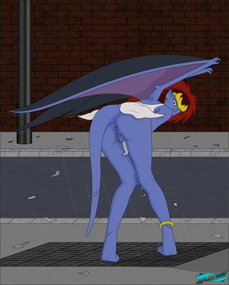 1girls anus blue-skinned_female blue_skin demona disney fab fab3716 female female_only gargoyles humanoid mature mature_female presenting_hindquarters public public_exposure pussy solo tagme wings