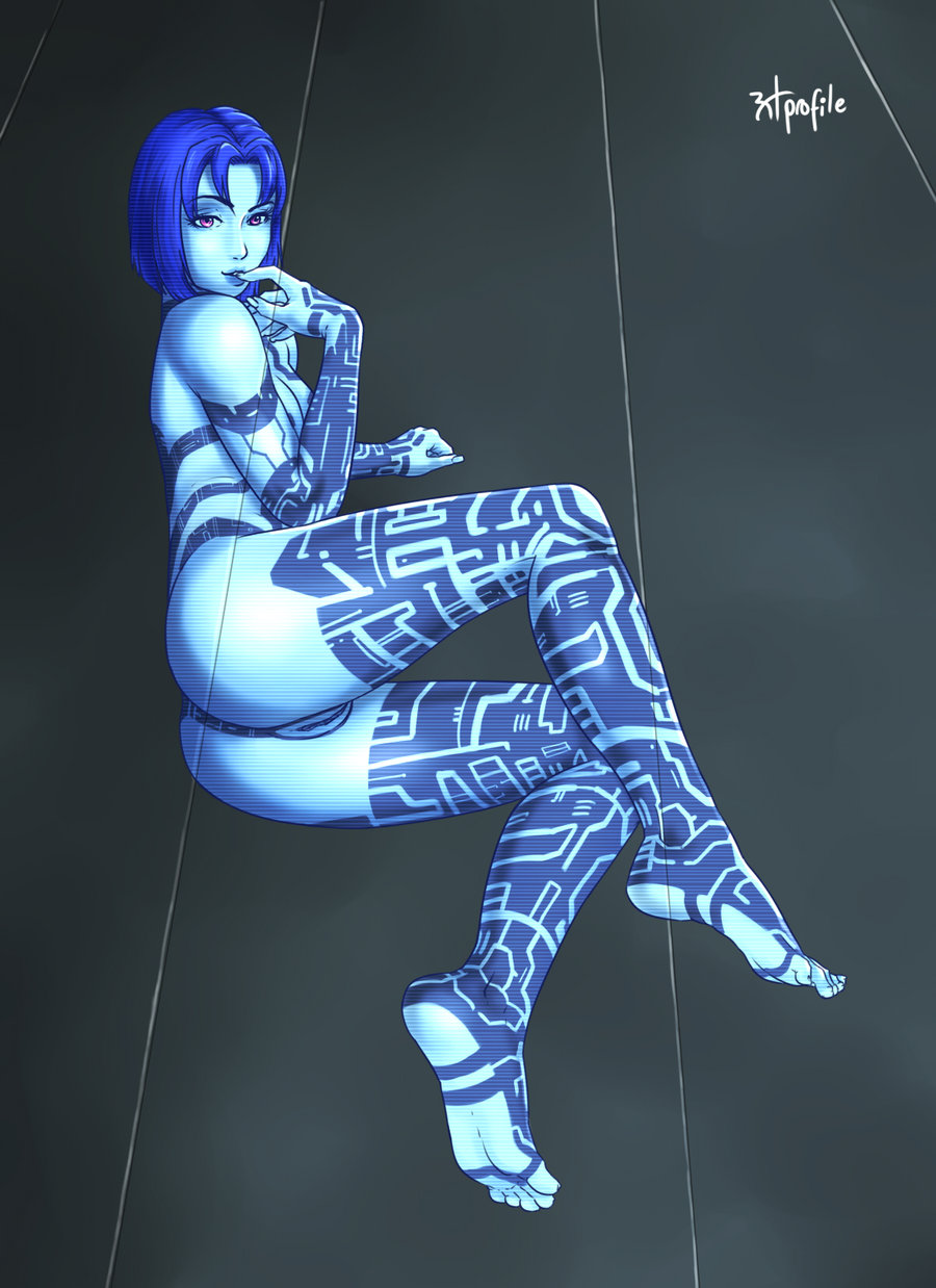 1girls 2d artificial_intelligence barefoot blue_hair blue_skin cortana cortana_v1 feet female female_focus female_only finger_in_mouth halo_(series) hologram laying_on_side on_side pussy radprofile soles solo solo_female toes uncensored