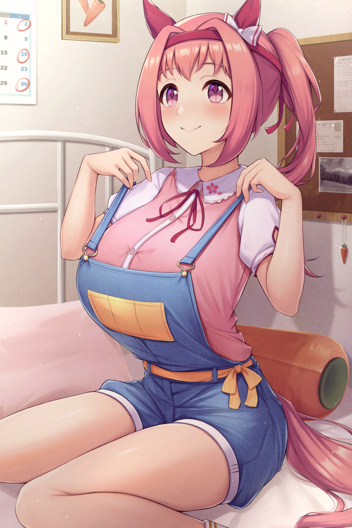 ai generated, breasts, female, hair, haru urara (umamusume), large breasts, pink hair, umamusume
