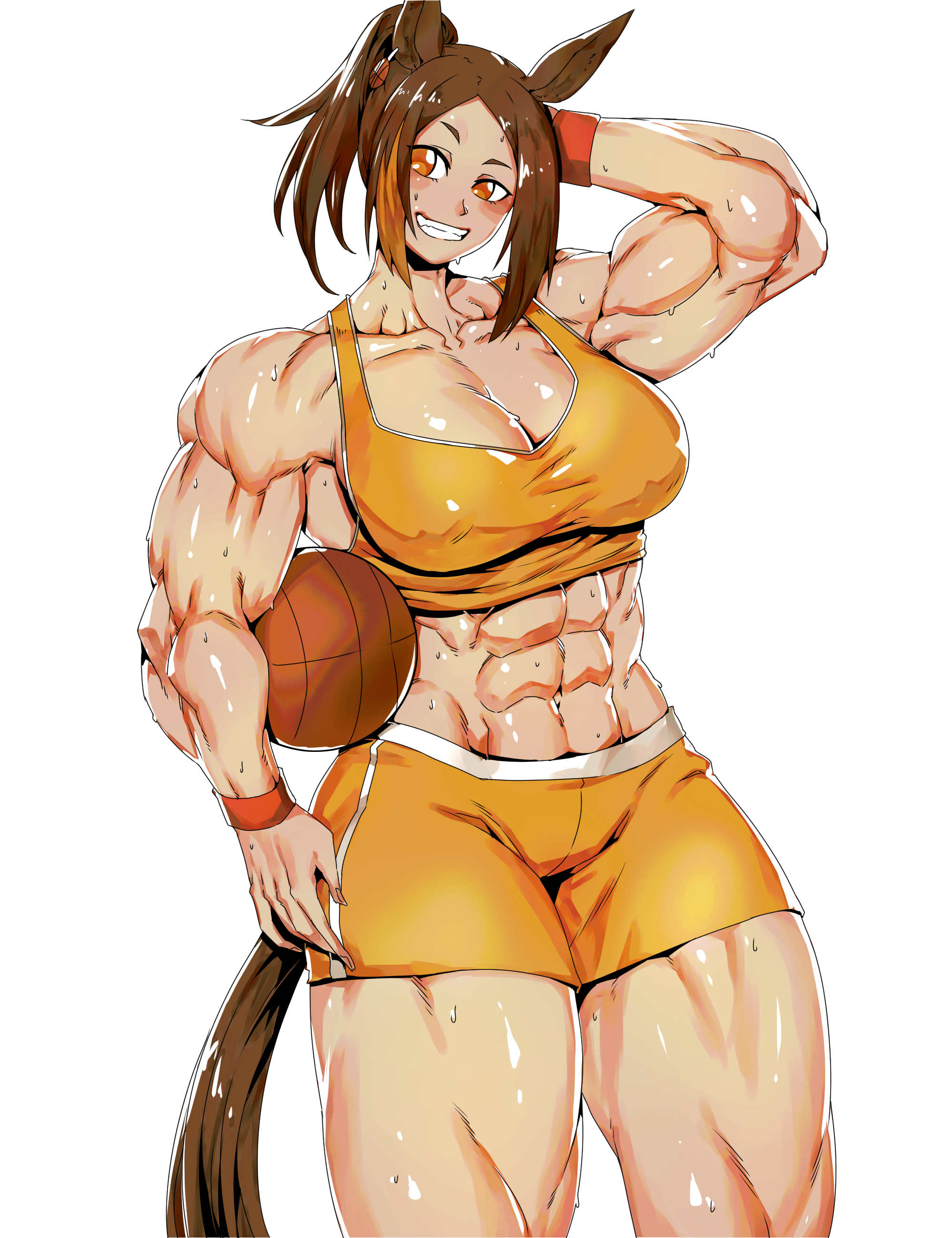 abs, biceps, breasts, female, michelle my baby (umamusume), minew, muscles, muscular, muscular arms, muscular female, muscular legs, muscular thighs, my big boy, pecs, umamusume, umamusume: cinderella gray