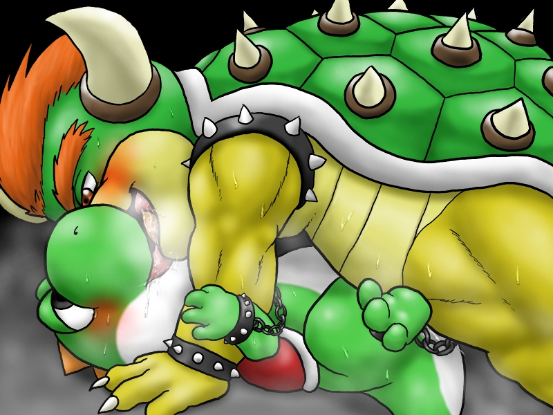 2boys 2d barefoot blush bondage bowser chains couple cum feet french_kiss gay great_demon_king_koopa green_head green_shell horns interspecies kissing koopa looking_down looking_up male male_only mario_(series) nintendo penetration saddle scalie sex shackles shell spikes spiky_shell steam straight_hair sweat tail toes tongue yaoi yoshi 九尾