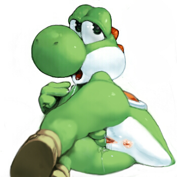 1girls 2d anus female female_only fingering furry furry_only koki looking_back lowres mario_(series) masturbation nintendo pussy solo straight_hair white_background yoshi