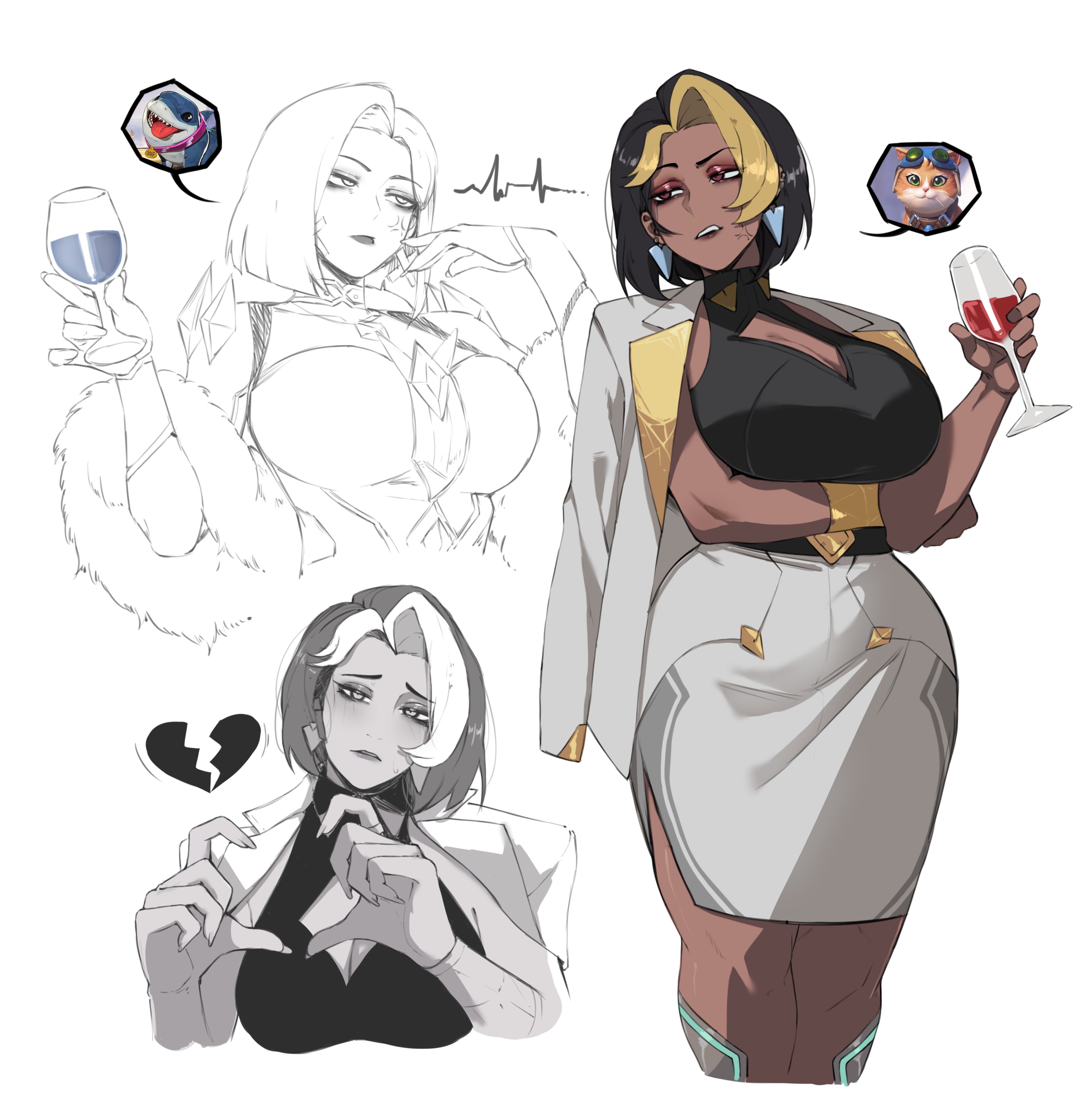 2d, boob window, breasts, cleavage, dark-skinned female, domina, emma frost, emma frost (marvel rivals), heart, hourglass figure, indian female, marvel, marvel rivals, masoq095, overwatch