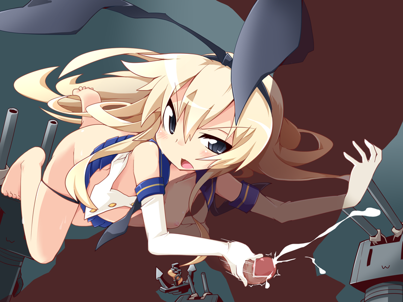 anchor black_panties blonde_hair blue_eyes censored female gloves handjob kantai_collection long_hair panties penis personification reku rensouhou-chan shimakaze_(kantai_collection) underwear white_gloves