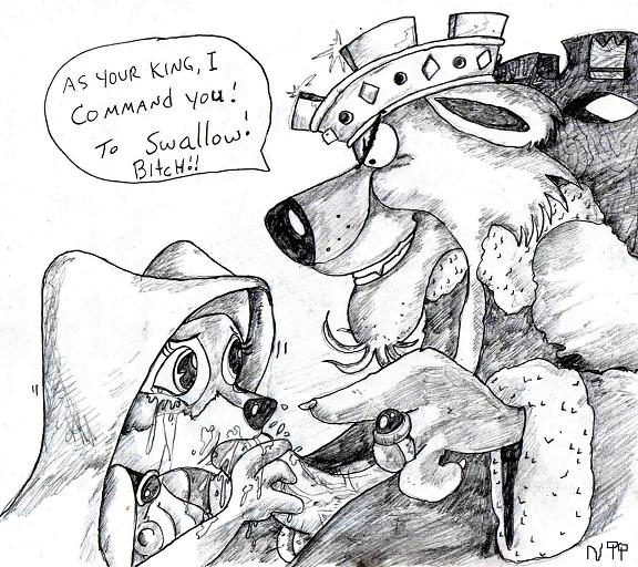 anthro canine disney feline female forced_oral fox fur furry lion maid_marian male mammal monochrome necron99 nipples penis prince_john rape robin_hood_(disney) straight tagme tears