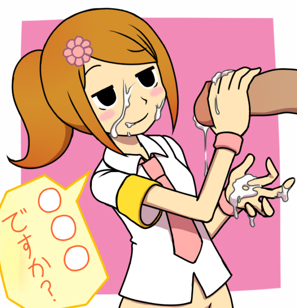 clothing cum erina handjob nintendo nollety reporter_(rhythm_tengoku) rhythm_heaven tagme wrestler_(rhythm_heaven)