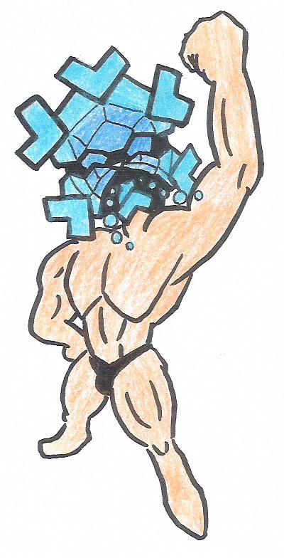 color cryogonal humanized low_quality male male_only muscles pokemon solo standing tagme topless traditional_media_(artwork)