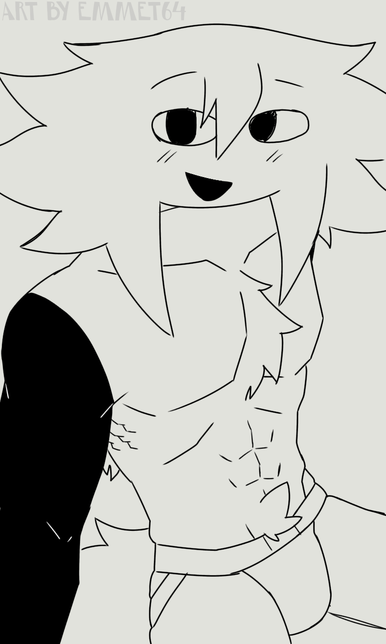 1boy 2024 abs black_arms blank_background blush_lines bulge bulge_through_clothing bushy_pubes bushy_tail chest_tuft doodle emmet64_(artist) engel_(fundamental_paper_education) fluff fluffy_chest fluffy_tail fpe fundamental_paper_education hair_down happy happy_trail ibispaintx jockstrap jockstrap_only long_hair male_only messy_hair muscular muscular_male no_background pecs pectorals pubes pubic_hair self_upload sitting sketch smile smiling smiling_at_viewer solo tail tuft twink twunk underwear underwear_only white_hair wip