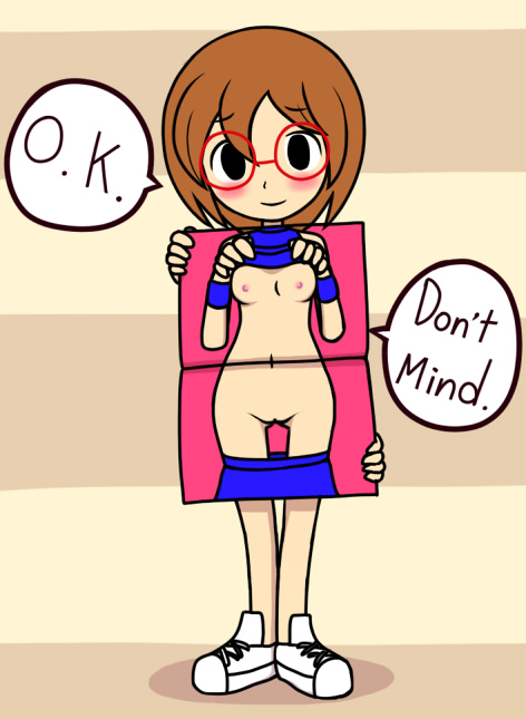 cheer_reader clothing glasses nintendo nipples nollety orange_hair rhythm_heaven rhythm_tengoku