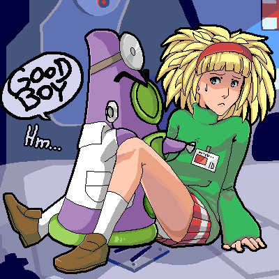 1girls blonde_hair brown_shoes crono8 day_of_the_tentacle dr._tentacle female green_shirt laverne maniac_mansion panties purple_tentacle_(character) red_skirt shirt shoes short_hair skirt spread_legs tentacle upskirt white_panties